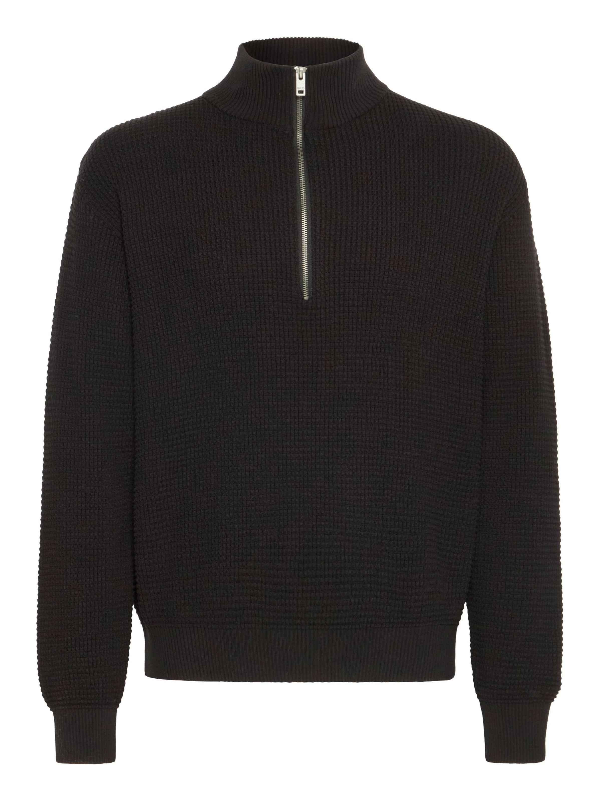!Solid Sweater ' SDRIVER HALFZIP ' in Black: front