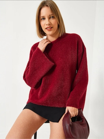 Pullover extra large di Bianco Lucci in rosso