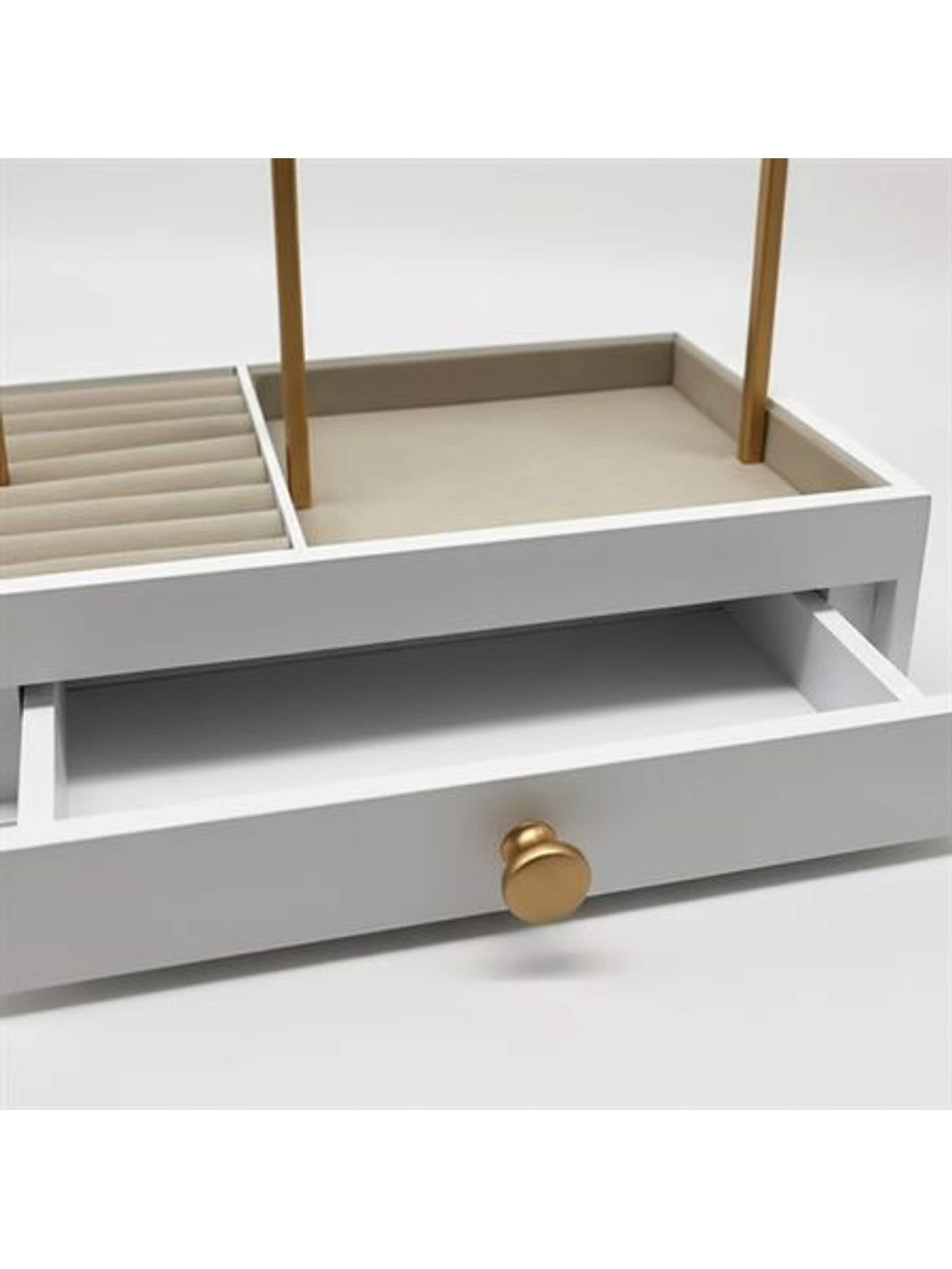 Boîte à bijoux 'UNIQ Smykkestativ / Smykkeskrin i Guld med Skuffe - Holder til øreringe, ringe & kæder (29 cm)' UNIQ Beauty en or