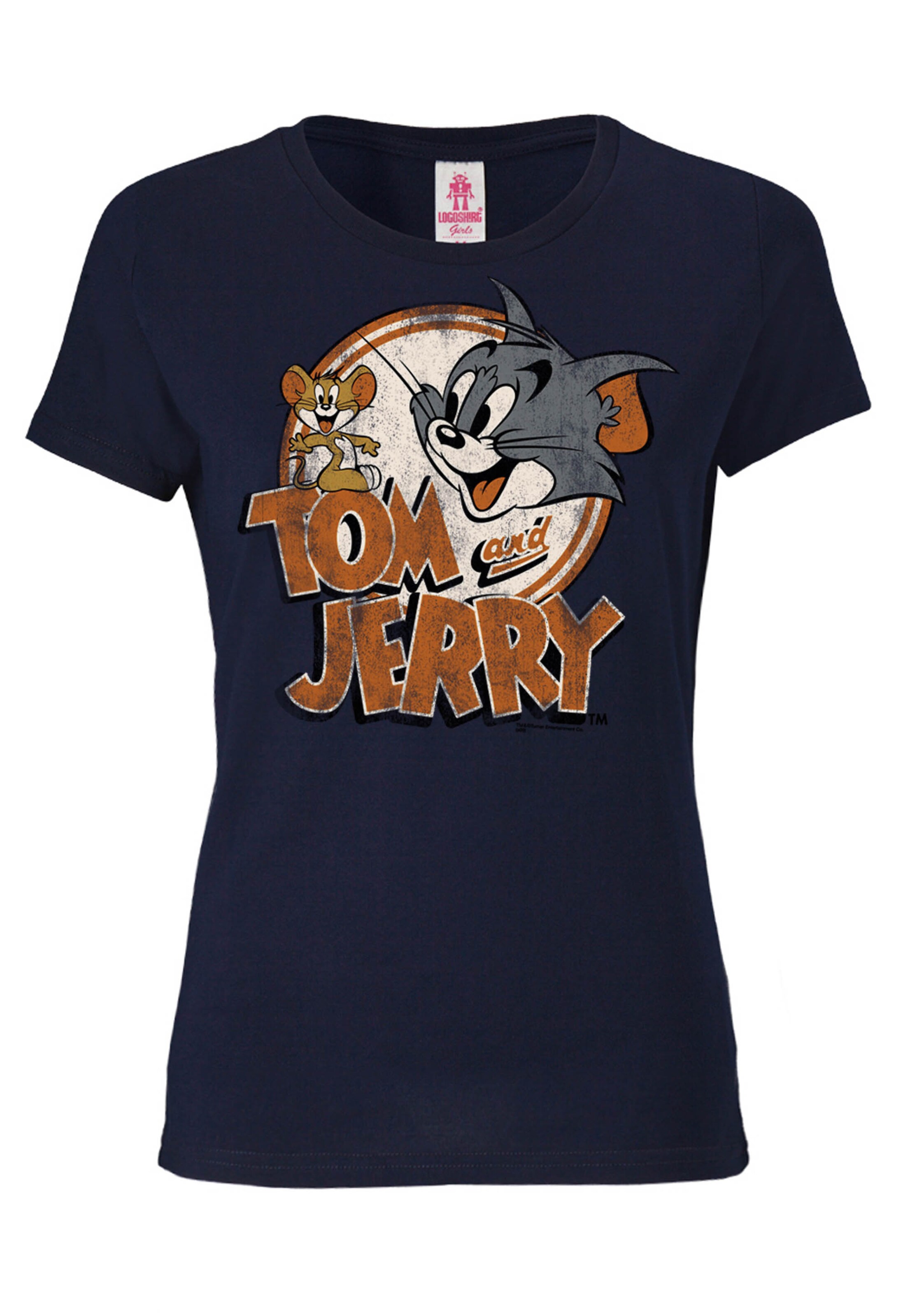 LOGOSHIRT Shirt 'Tom & Jerry' in Blauw: voorkant