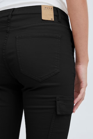 PULZ Jeans Skinny Cargo Pants 'Rosita' in Black