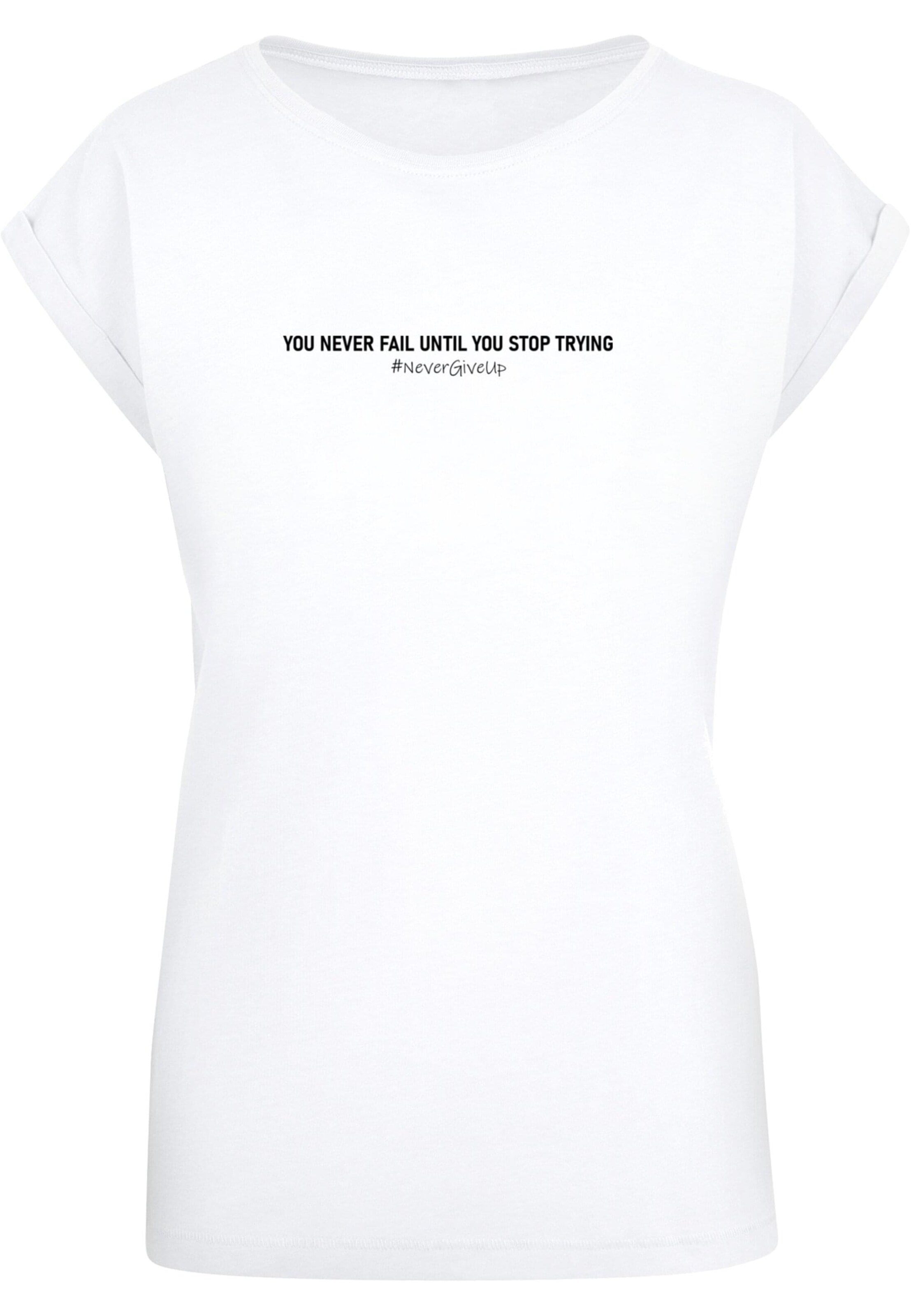 Merchcode Shirt 'Never Give Up' in White: front