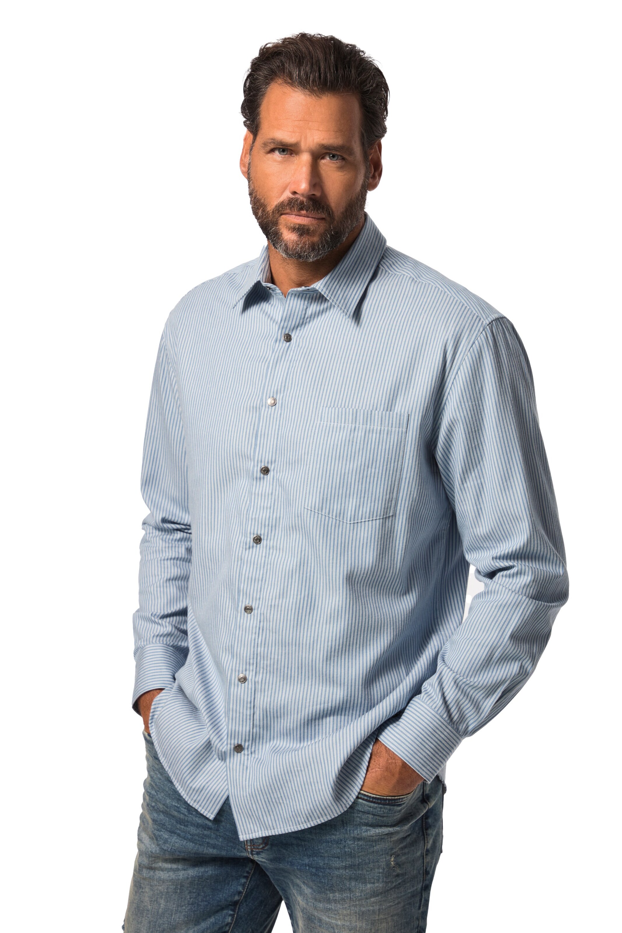 JP1880 Regular Fit Hemd in Blau: Vorderseite