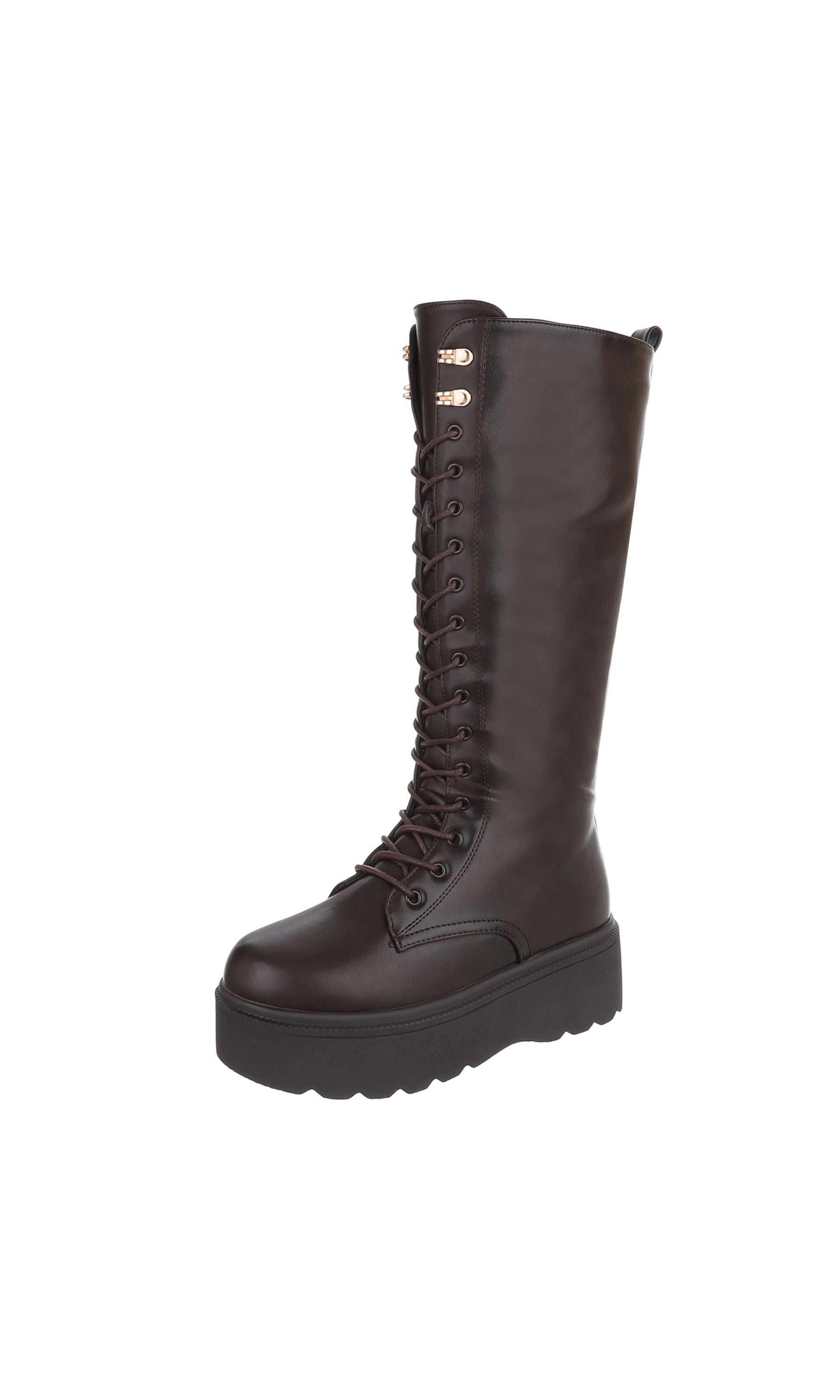 Ital-Design Lace-Up Boots in Brown: front