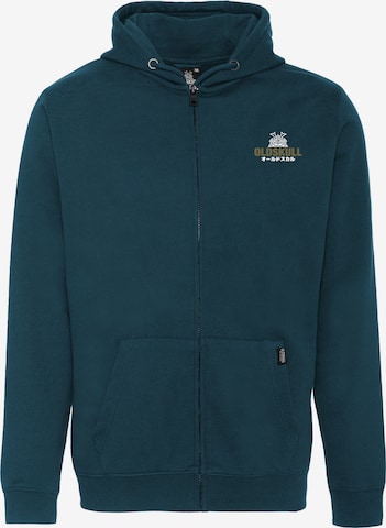 Oldskull Sweatjacke in Grün: Vorderseite