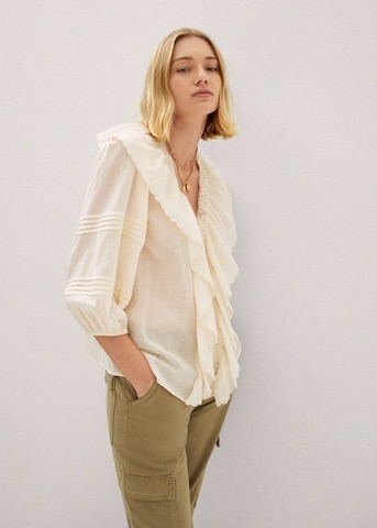 MANGO Blouse 'Bouton' in Beige: front
