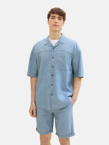 Fit confort Chemise 'Chambray' TOM TAILOR DENIM en bleu : devant