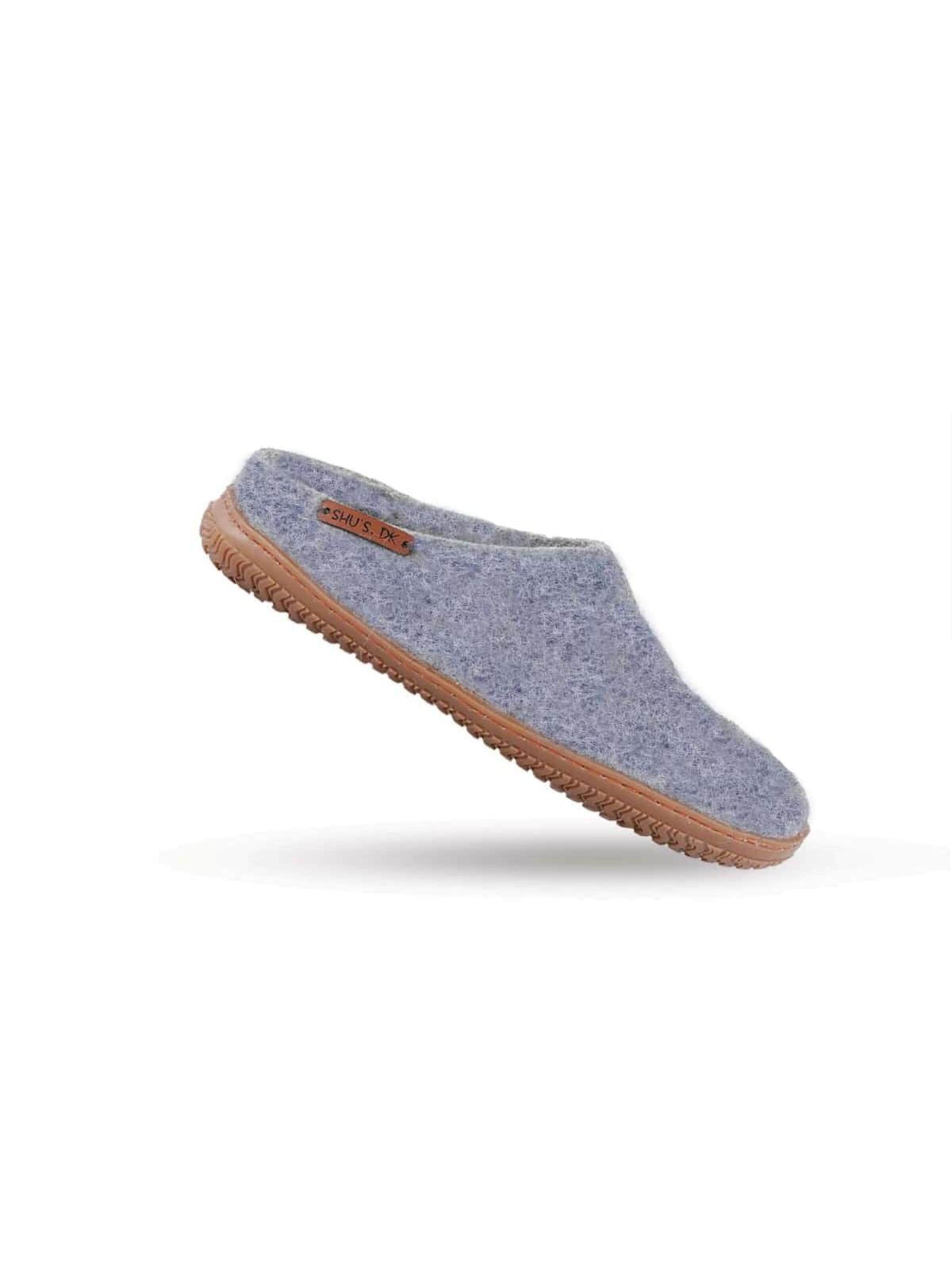 SHUS walk with nature Pantolette 'Sutsko i Demin af uld med Gummisål - Dansk Design fra SHUS' i blå