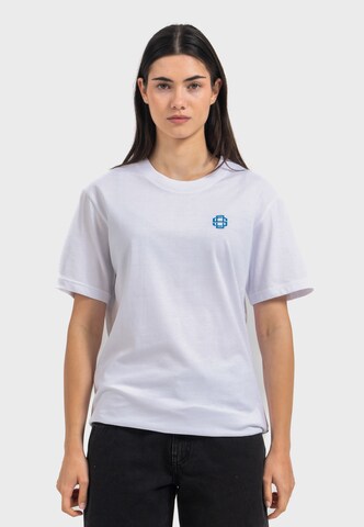 Oldskull Shirt 'Retro Pixel Wave Logo Graphic' in White