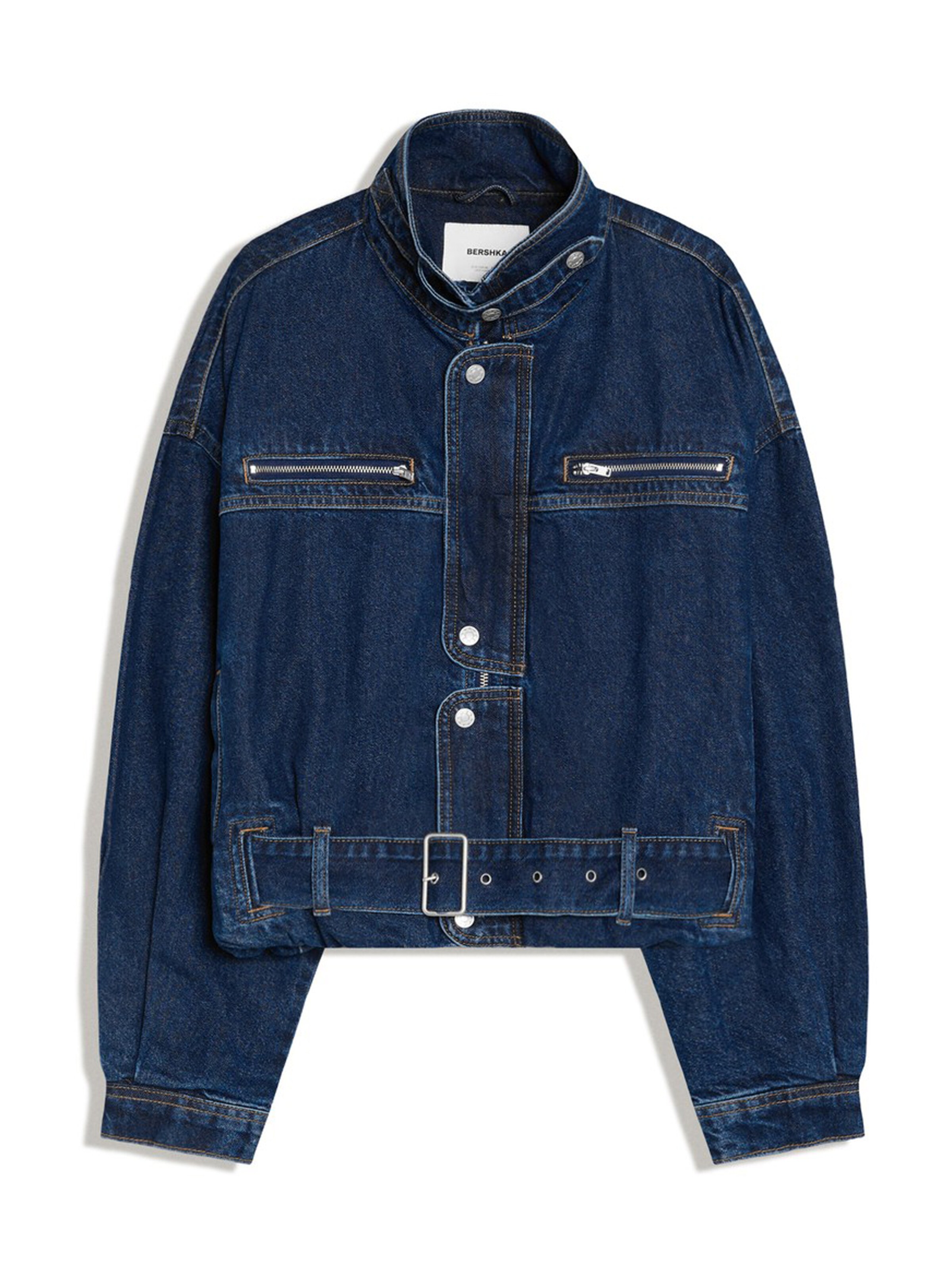 Bershka Between-season jacket in Blue: front