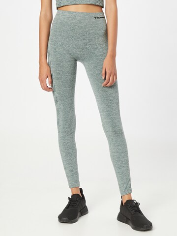 Hummel Skinny Παντελόνι φόρμας σε πράσινο: μπροστά