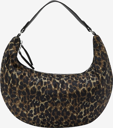 Borsa a spalla di faina in marrone: frontale