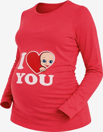 M.M.C. Shirt 'I Love You Umstandslangarmshirt' in Pink: front
