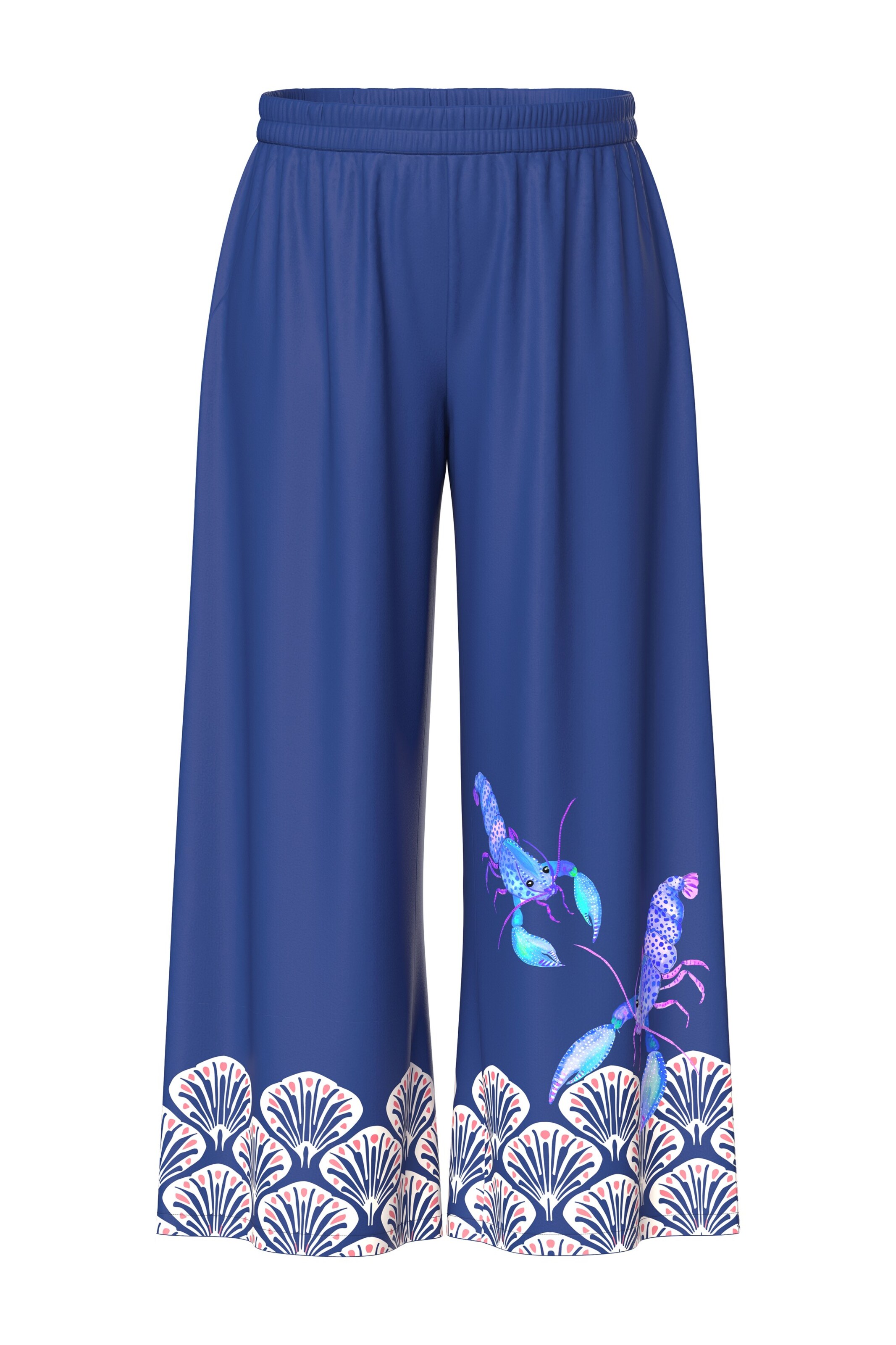Ulla Popken Wide leg Broek in Blauw: voorkant