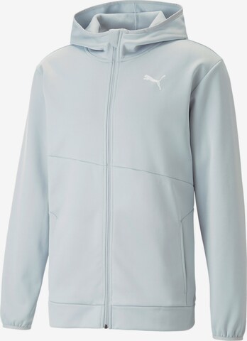 PUMA Sports sweat jacket 'TRAIN ALL DAY' in Grey: front