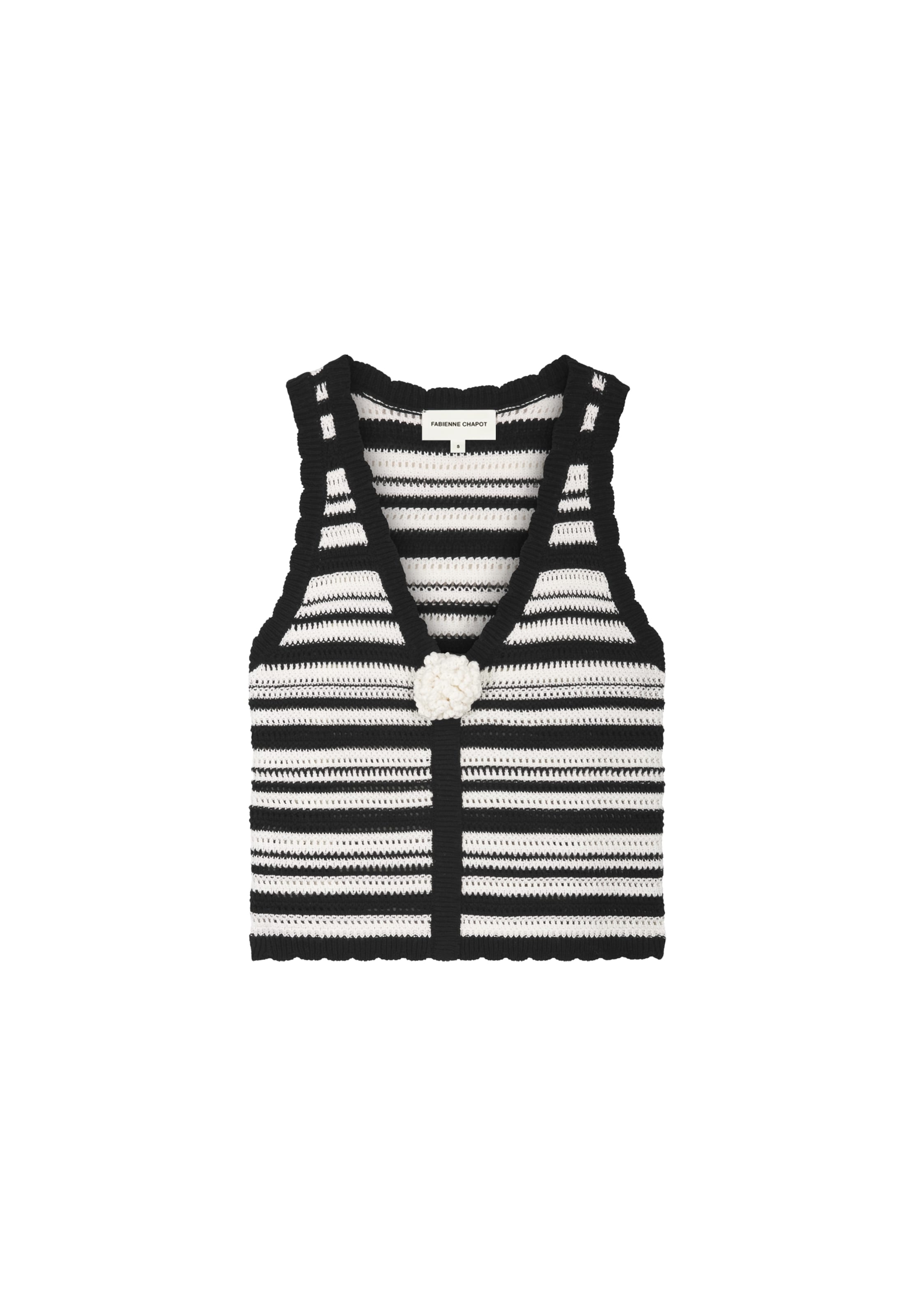 Fabienne Chapot Gebreide bodywarmer in Wit: voorkant