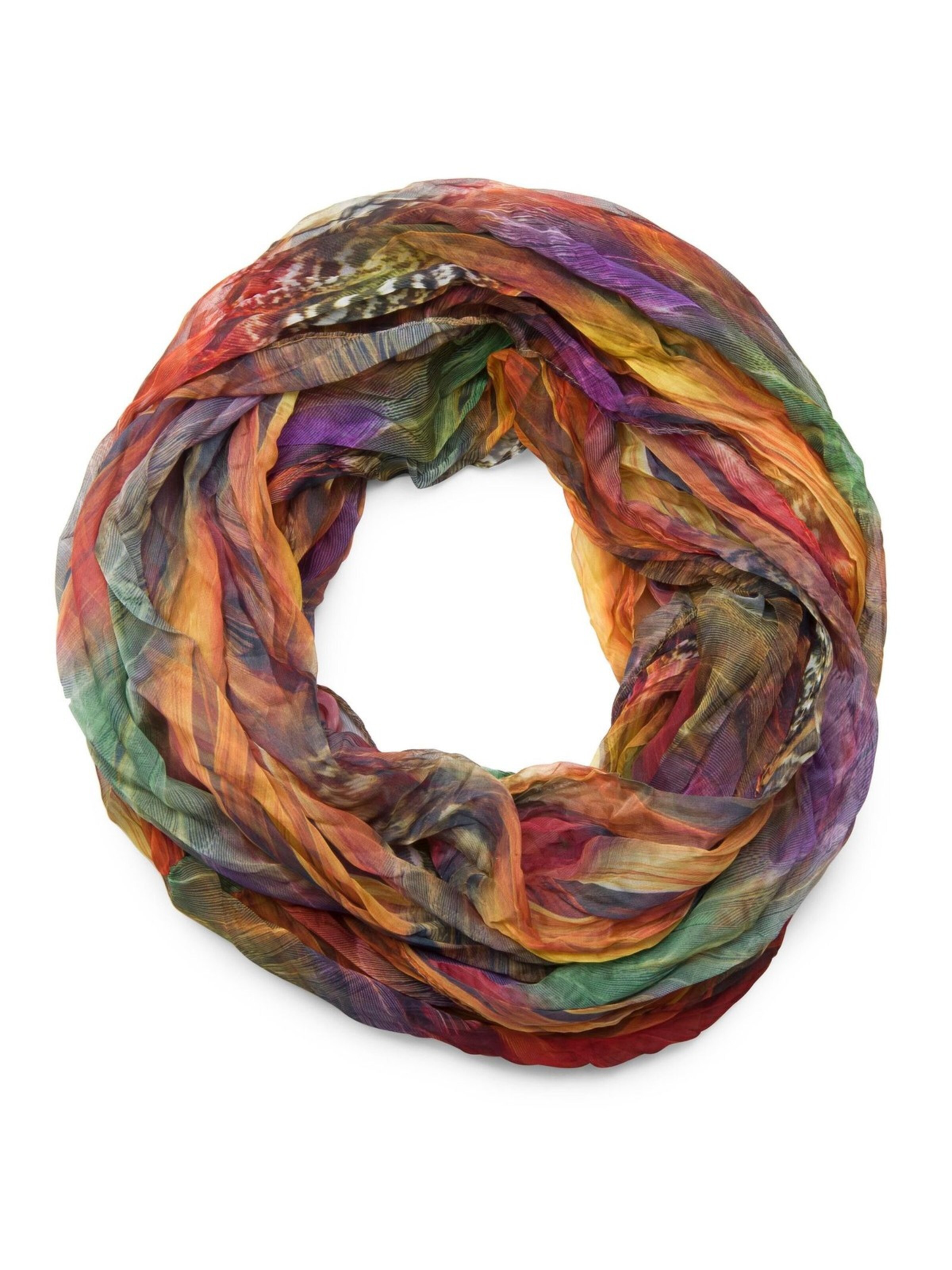 styleBREAKER Tube Scarf 'Loop mit Feder Muster' in Mixed colors: front