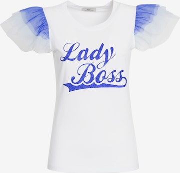 Influencer Tričko 'Lady Boss' - biela: predná strana