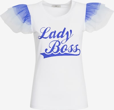 Influencer T-shirt 'Lady Boss' i blå / vit, Produktvy