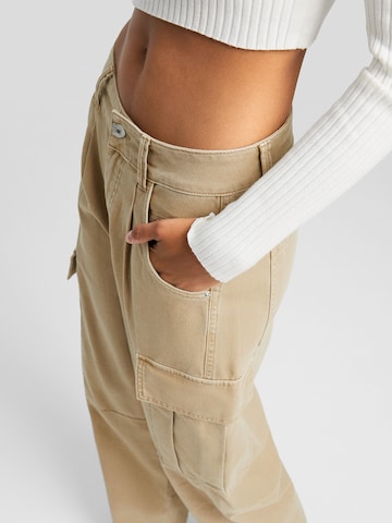 Bershka Wide leg Cargo jeans in Beige