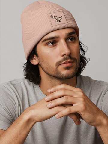 Neverless Beanie 'Polygon T-Rex' in Pink: front