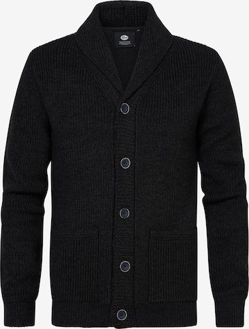 Petrol Industries Knit cardigan in Black: front