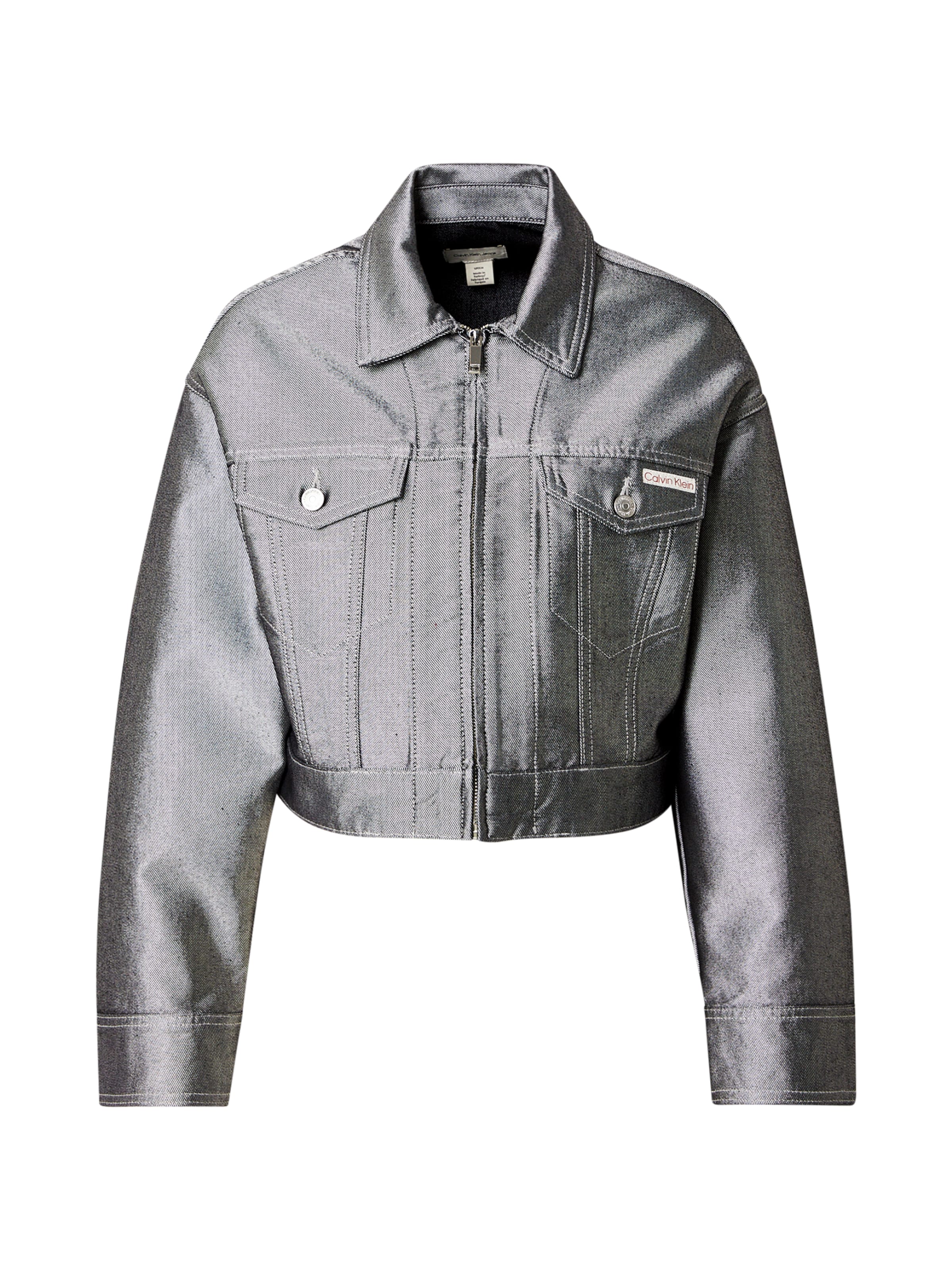 Calvin Klein Jeans Φθινοπωρινό και ανοιξιάτικο μπουφάν σε γκρι: μπροστά