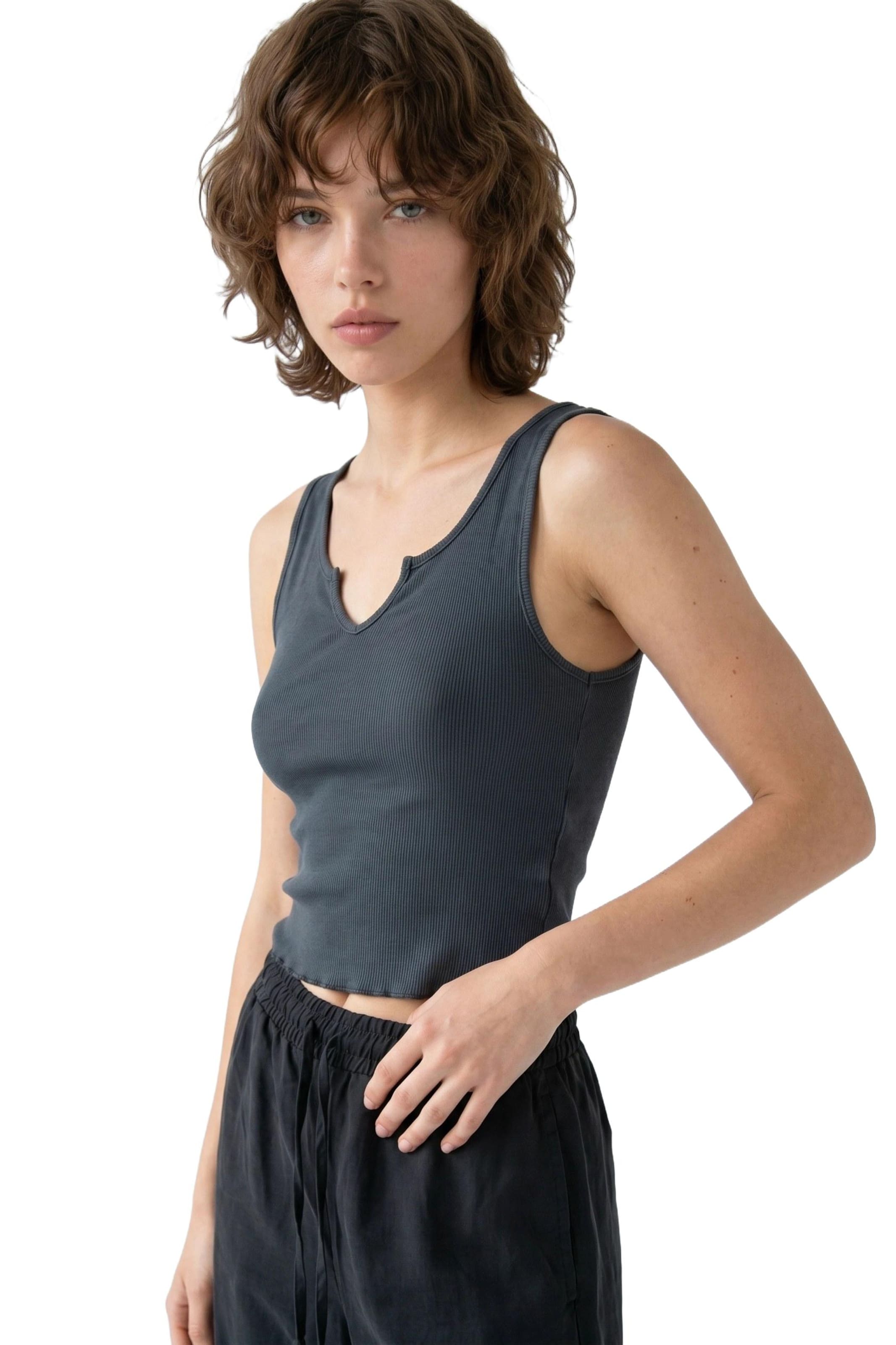 No Matter What Top in Grau: Vorderseite