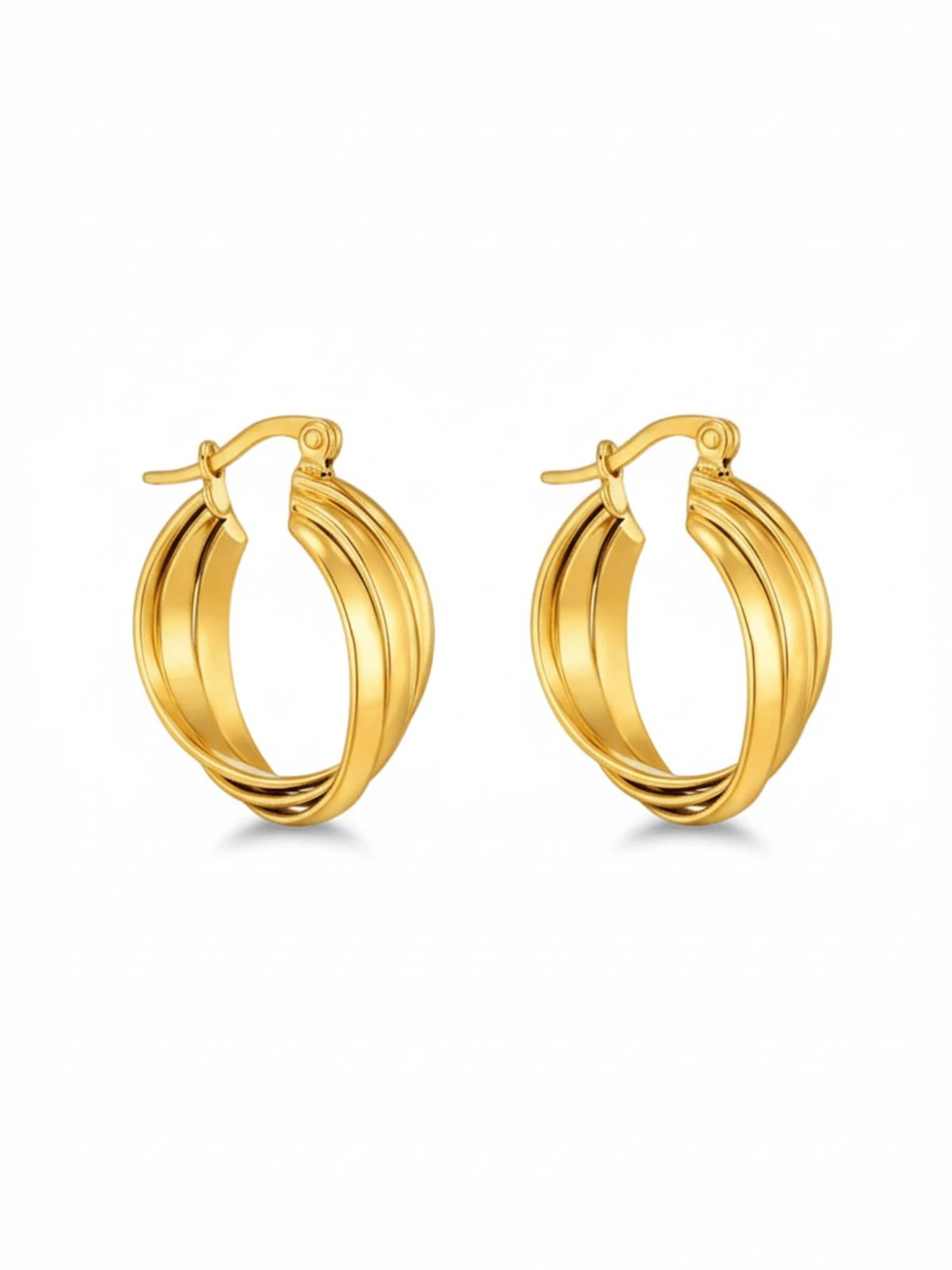 Cala Rose Oorbellen 'TRIPLE RIDGE HOOPS' in Goud: voorkant