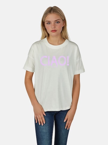 salzhaut Shirt 'LEEV-CIAO' in Wit: voorkant
