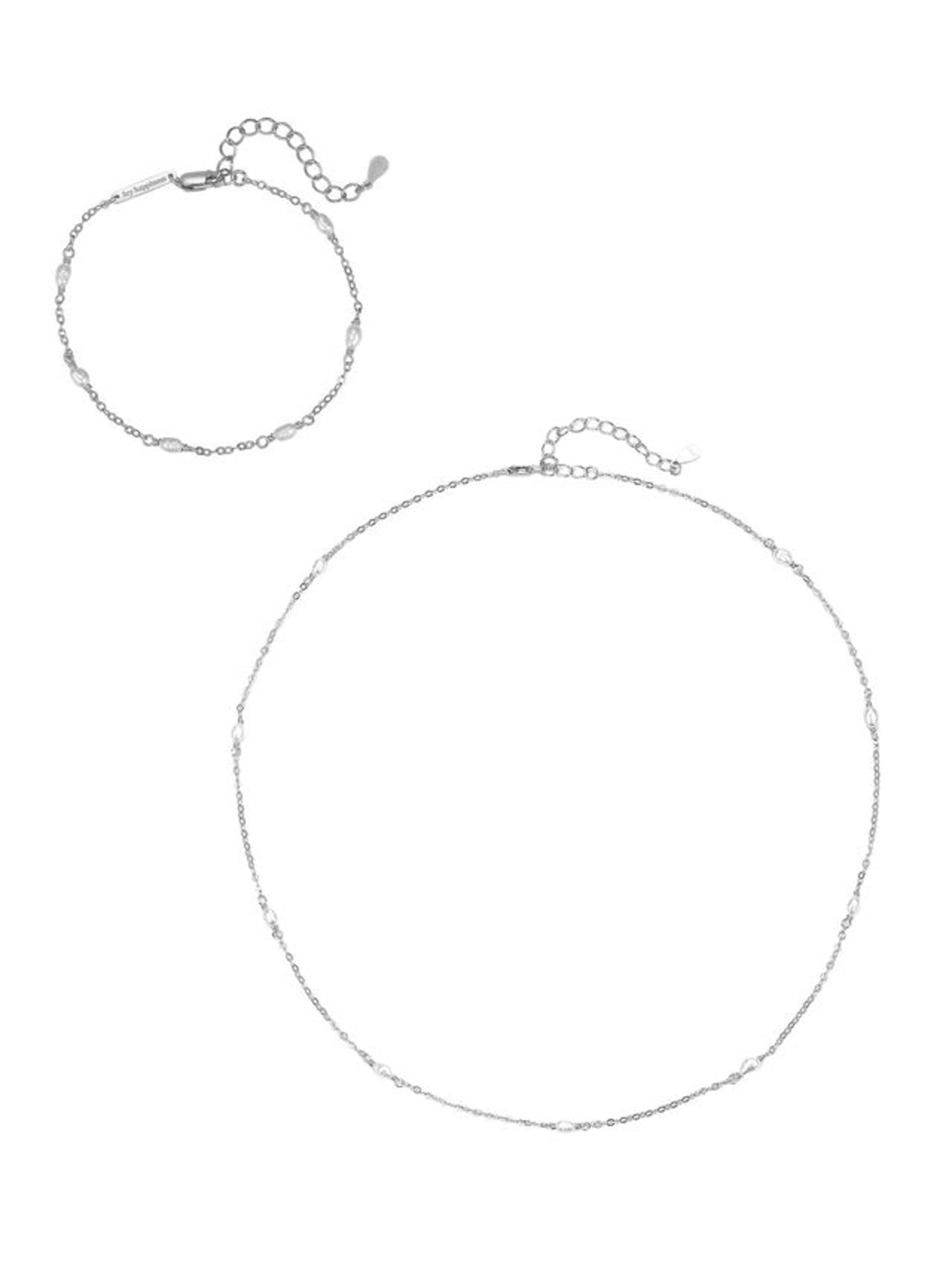 Hey Happiness Sieraden set 'Pearl Essence' in One Size in de kleur Zilver, Productweergave