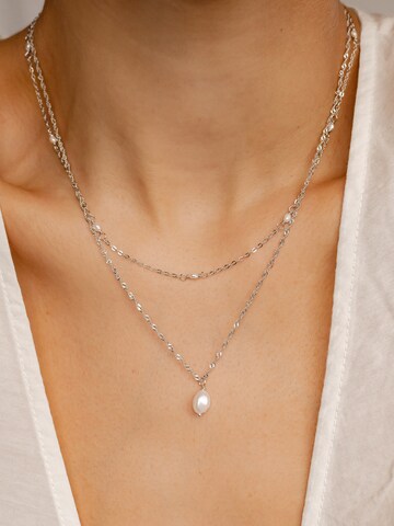 Hey Happiness Necklace 'Perlen Duo' in Silver: front