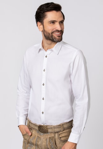 STOCKERPOINT Comfort fit Traditional Button Up Shirt 'Peter' in White