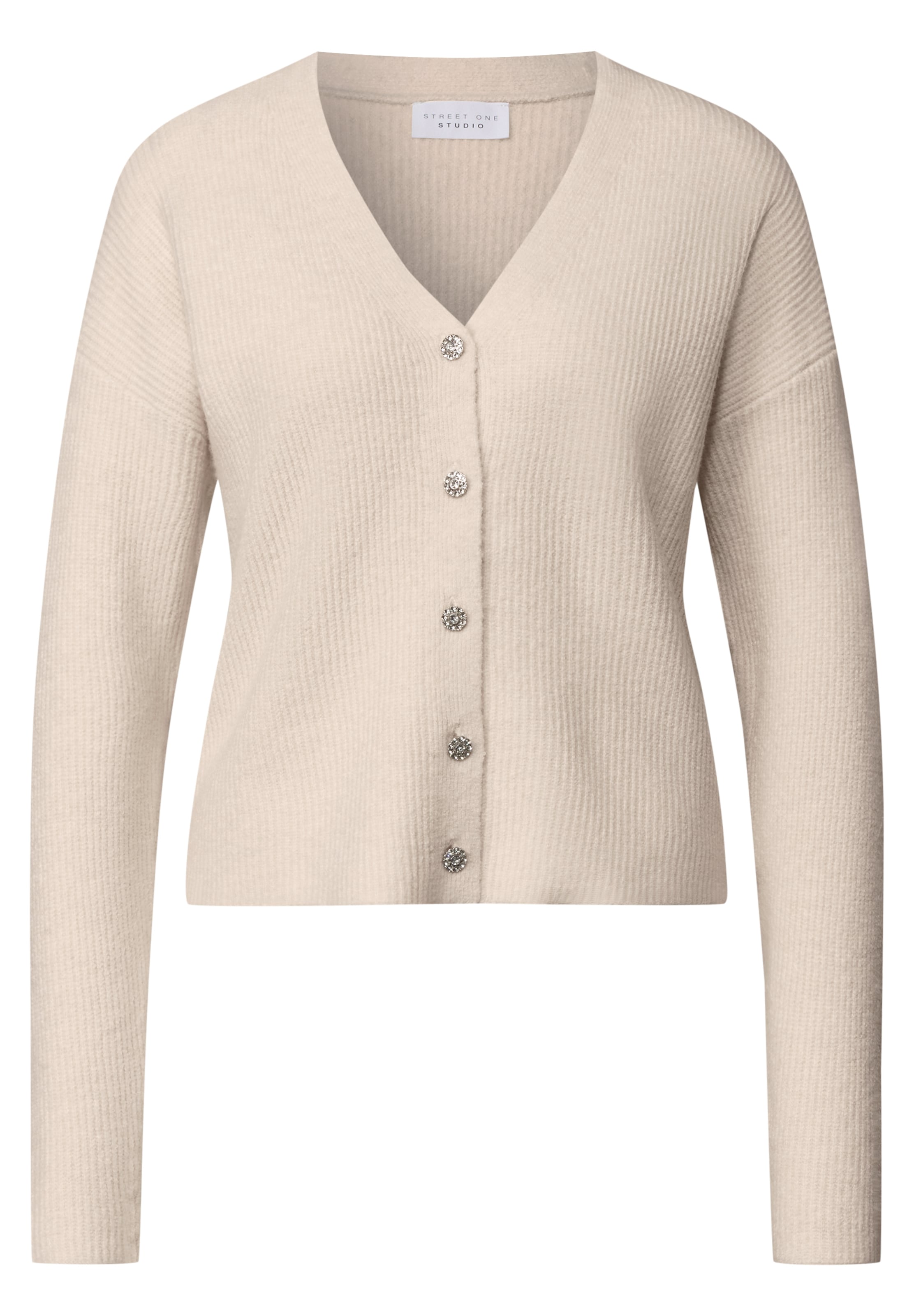 Street One Studio Cardigan mit V-Neck und Knopfleiste in XS in sand, Produktansicht