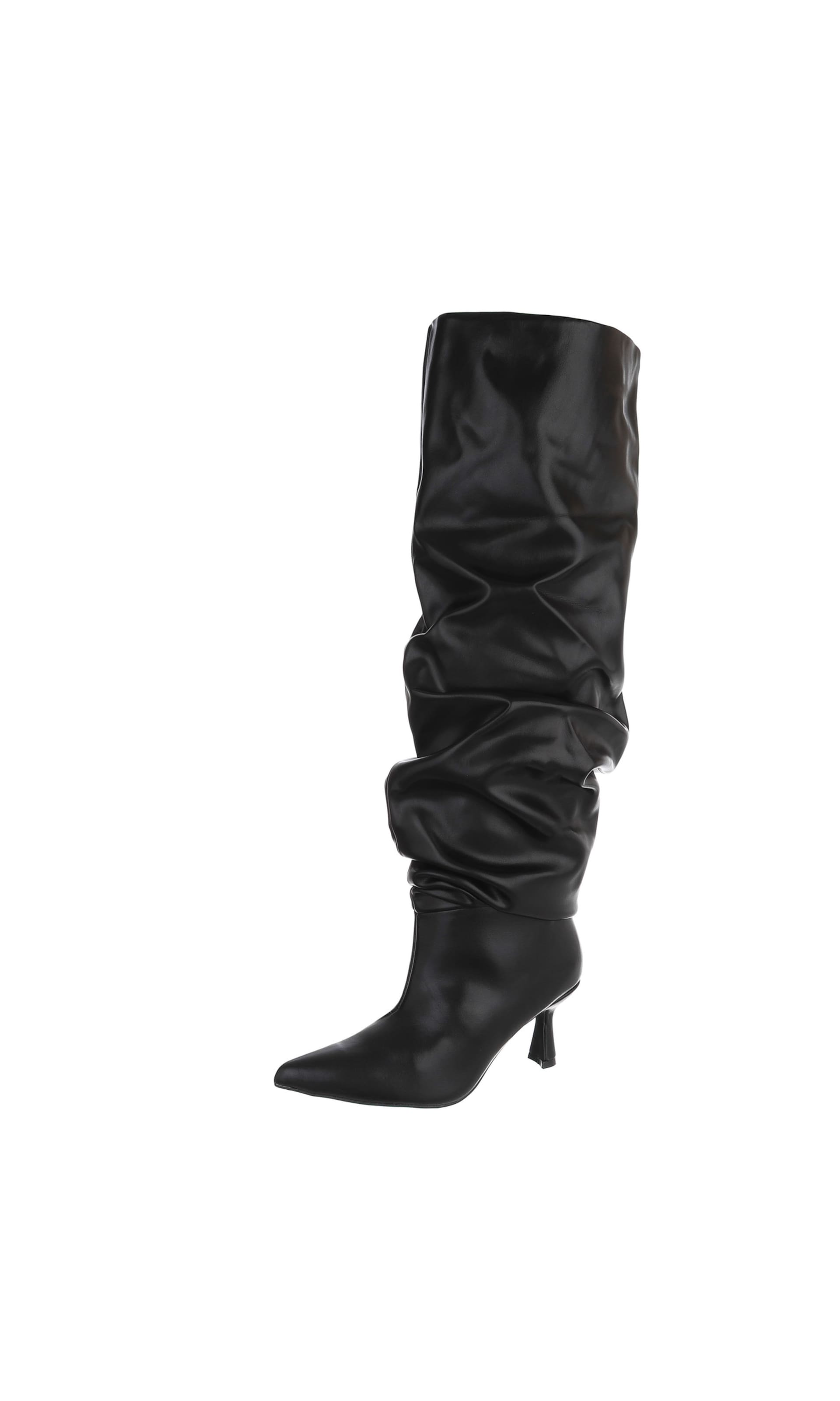 Ital-Design Overknees in Schwarz: Vorderseite