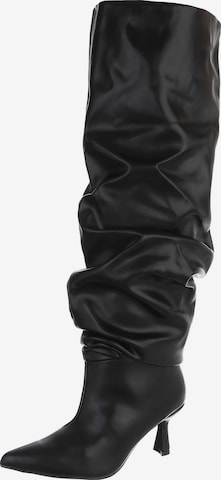 Ital-Design Overknees in Schwarz: Vorderseite