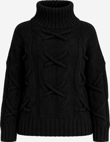 Worldclassca Knit Cardigan 'Strick Pullover mit Stehkragen' in Black: front