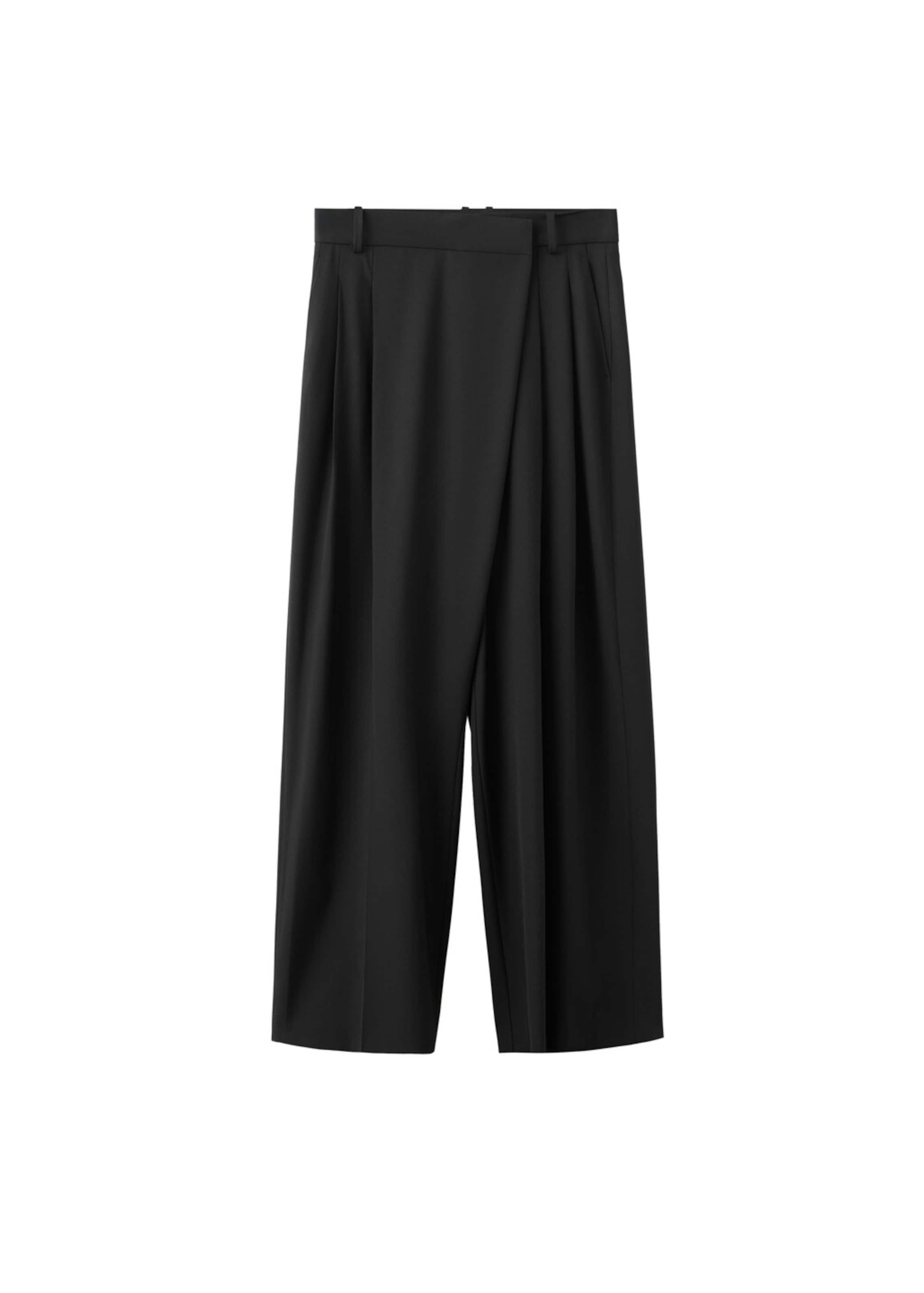 MANGO Wide leg Pleat-Front Pants 'Anna' in Black: front