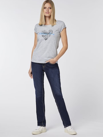 Oklahoma Jeans Shirt ' mit Herz-Motiv und Logo-Schriftzug ' in Grey