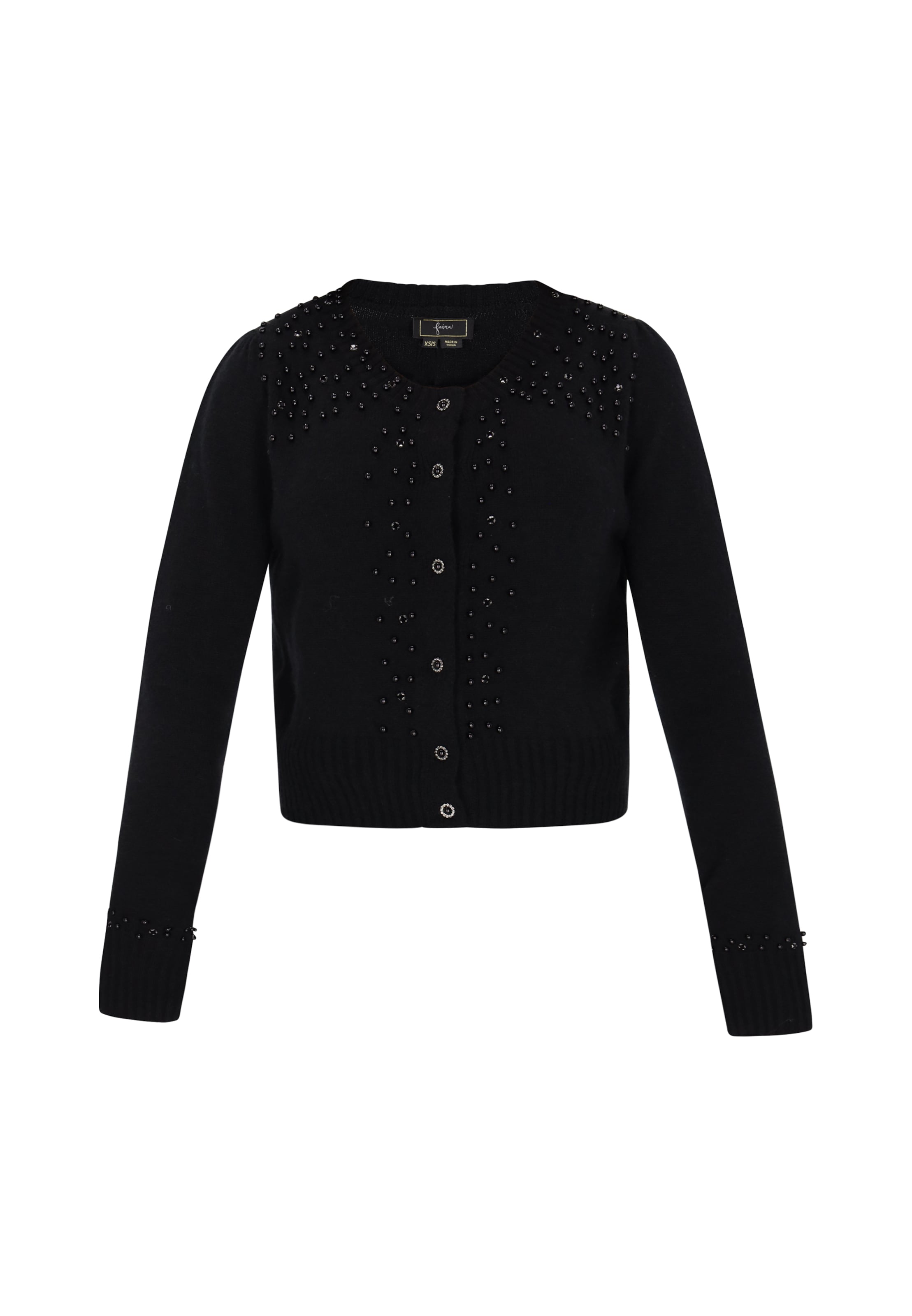 melns faina Adīta jaka: no priekšpuses