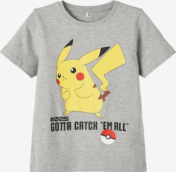 NAME IT Shirt 'Nikhil Pokemon' in Grey: front