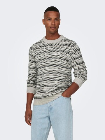 Only & Sons Trui 'ONSMusa' in Grijs: voorkant