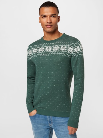 JACK & JONES Sweater 'Xmas' in Green: front