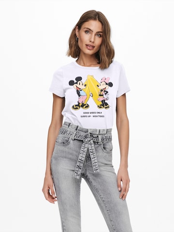 T-shirt 'ONLMICKEY MINNIE' ONLY en blanc : devant