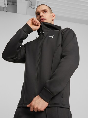 PUMA Athletic Zip-Up Hoodie in Black: front