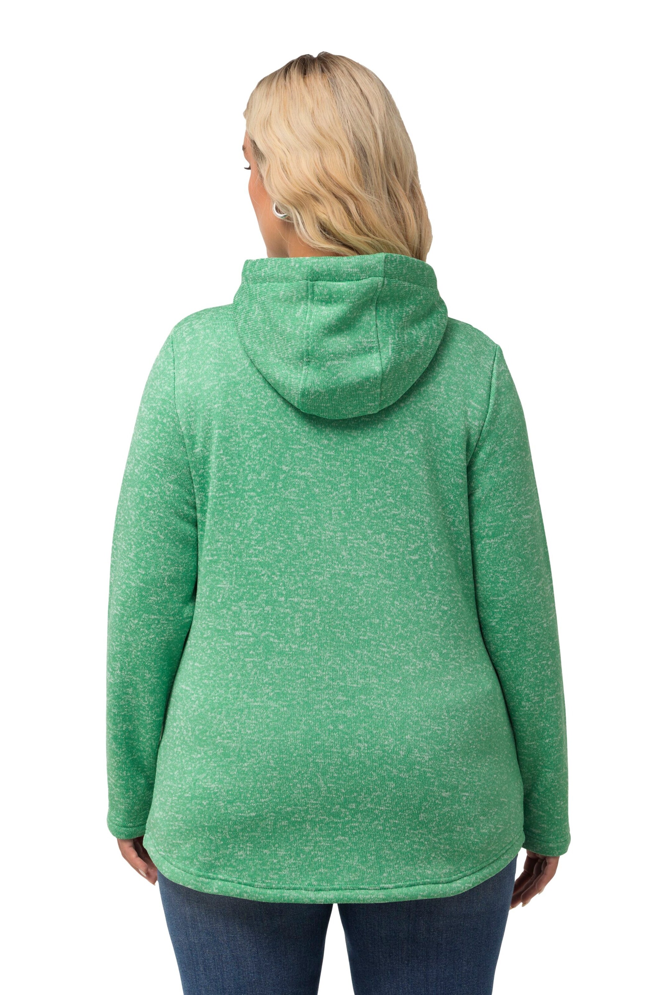 Ulla Popken Zip-Up Hoodie in Green