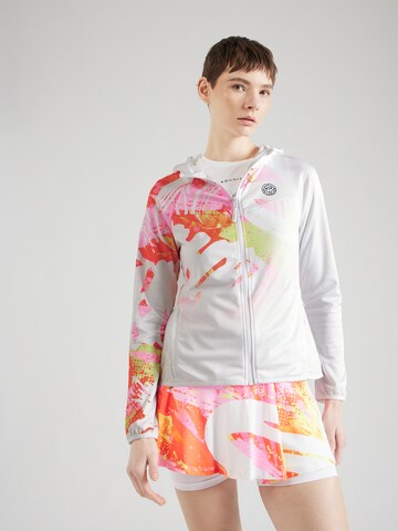 BIDI BADU Athletic Zip-Up Hoodie 'Wild Arts' in White: front