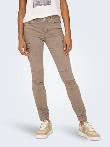 ONLY Slimfit Cargojeans 'ONLMissouri' in Beige: voorkant