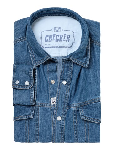 Checker Regular fit Overhemd ' Dynasty Denim ' in Blauw