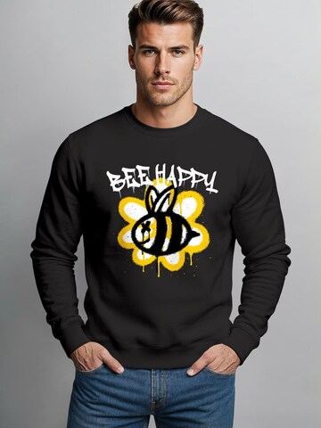 Neverless Sweatshirt 'Bee Happy'‌‌‌‌‌‌‌‌ in Schwarz